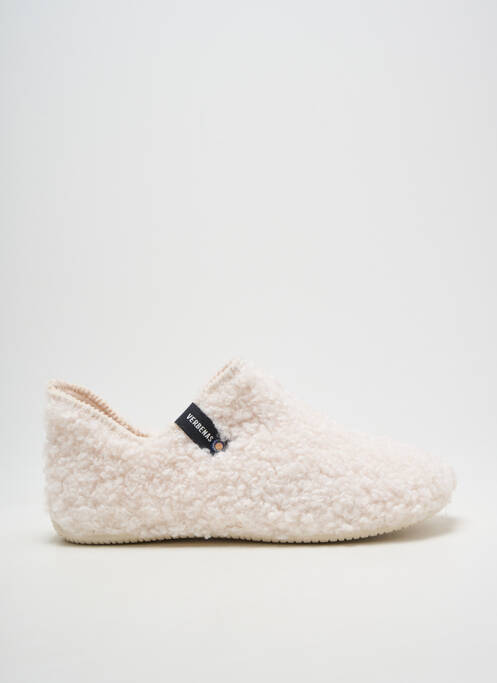 Papuci/pantofi de casă vârf rotund toc plat până la 3 cm bej VERBENAS femme