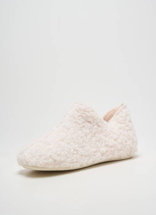 Papuci/pantofi de casă vârf rotund toc plat până la 3 cm bej VERBENAS femme