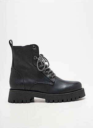 Botine/ghete țesătură satinată toc de 4 la 6 cm negru COCO ET ABRICOT femeie