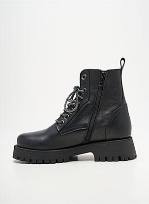 Botine/ghete țesătură satinată toc de 4 la 6 cm negru COCO ET ABRICOT femeie