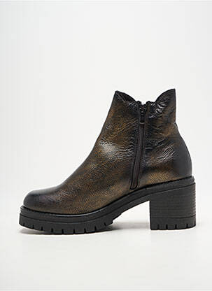 Botine/ghete material neted toc de 7 la 9 cm maro COCO ET ABRICOT femeie