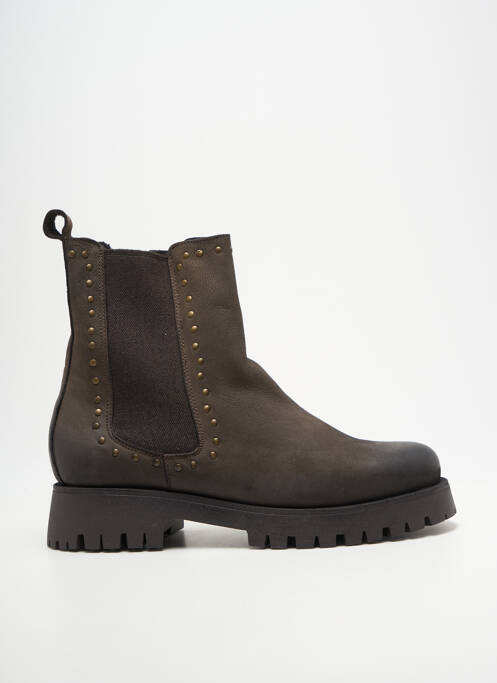 Botine/ghete țesătură satinată toc de 4 la 6 cm gri COCO ET ABRICOT femme