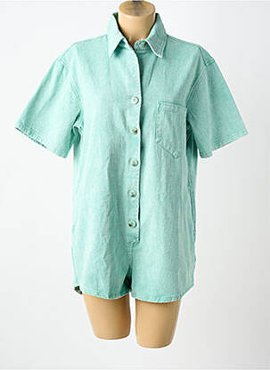 Salopetă scurtă guler de bluză mâneci scurte albastru FEELHOO femme