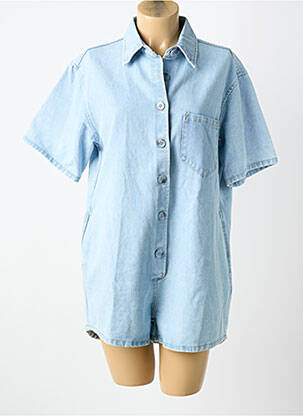 Salopetă scurtă guler de bluză mâneci scurte albastru deschis FEELHOO femme