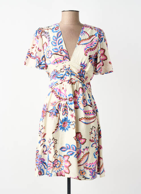 Rochie midi croială evazată mâneci scurte bej IKOONE&BIANKA femme