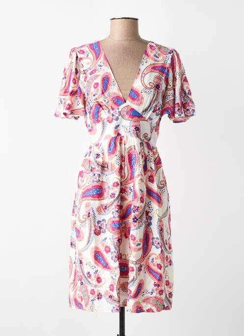 Rochie midi croială evazată mâneci scurte roz IN APRIL 1986 femme