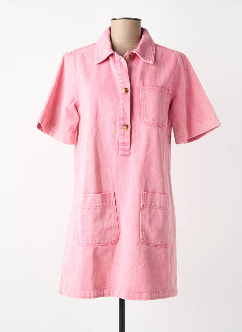 Rochie scurtă mâneci scurte mâneci scurte roz FEELKOO femme