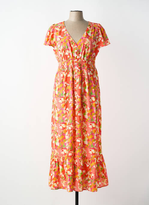 Rochie lungă imprimeu fantezie mâneci scurte roșu BY ONE femme