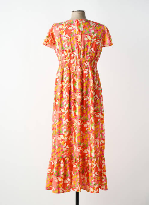 Rochie lungă imprimeu fantezie mâneci scurte roșu BY ONE femme