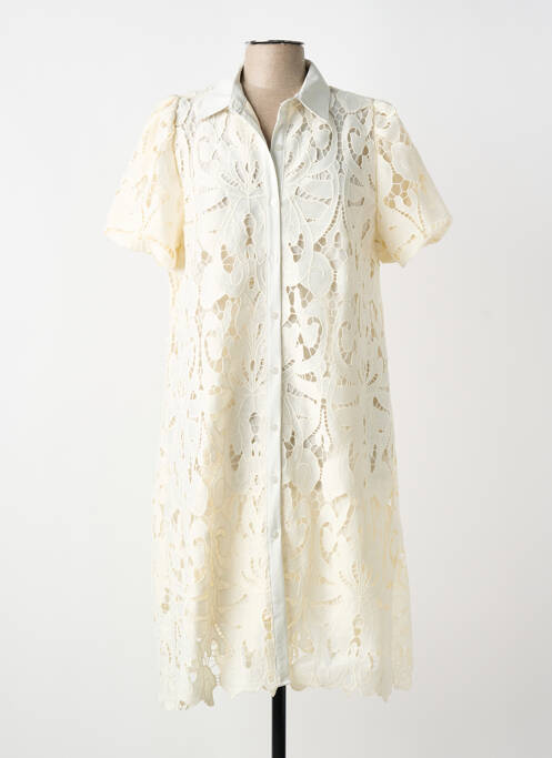 Rochie midi croială evazată mâneci scurte alb SENES femme