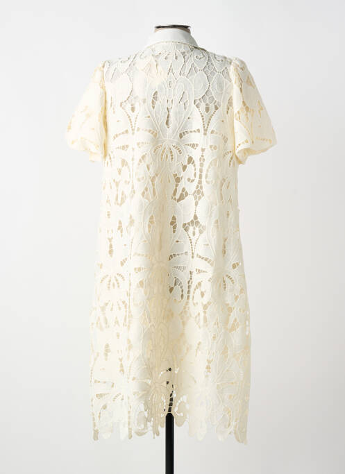 Rochie midi croială evazată mâneci scurte alb SENES femme