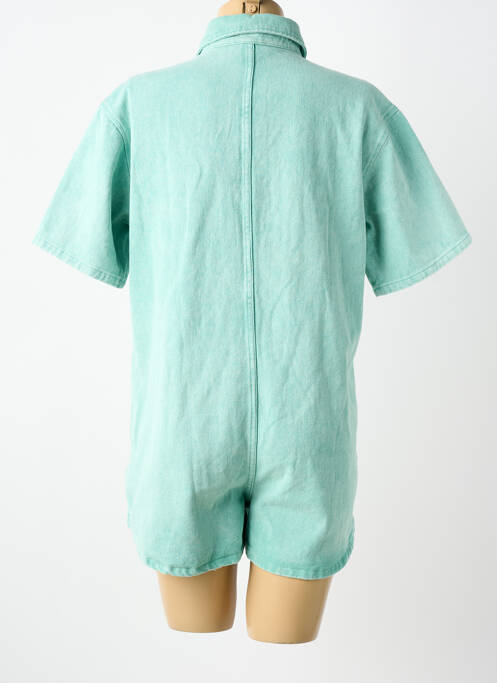 Salopetă scurtă guler de bluză mâneci scurte albastru FEELHOO femme