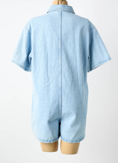 Salopetă scurtă guler de bluză mâneci scurte albastru deschis FEELHOO femme