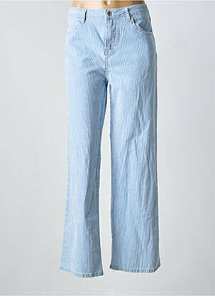 Pantalon larg închidere cu fermoar sub clapetă cu nasturi mărime normală albastru PLACE DU JOUR femme