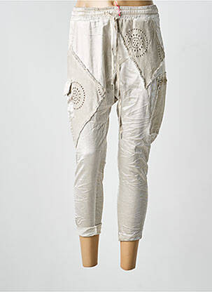 Pantalon trei sferturi talie elastică mărime normală bej CARLA GIANNINI femme