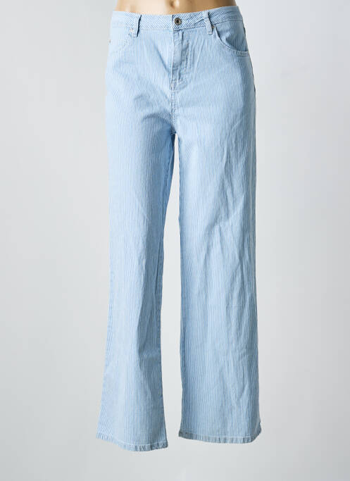 Pantalon larg închidere cu fermoar sub clapetă cu nasturi mărime normală albastru PLACE DU JOUR femme