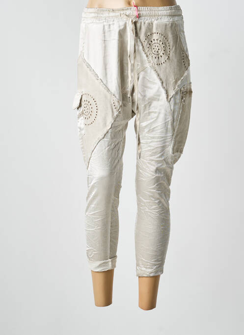 Pantalon trei sferturi talie elastică mărime normală bej CARLA GIANNINI femme