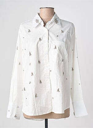 Cămașă croială dreaptă mâneci lungi alb PEACE N'LOVE femme