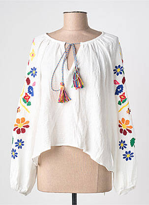 Bluză guler rotund mâneci lungi alb JUBYLEE femme