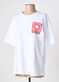 Tricou serigrafie flockată mâneci scurte alb JS MILLENIUM femeie
