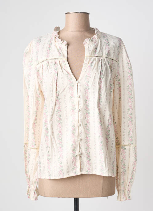 Cămașă imprimeu floral mâneci lungi bej PEACE N'LOVE femme