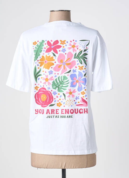 Tricou serigrafie flockată mâneci scurte alb JS MILLENIUM femme