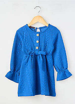 Rochie scurtă plasă fină mâneci lungi albastru FANNY LOOK fille