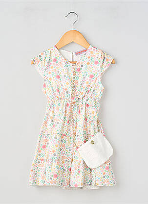 Rochie scurtă țesătură poplin mâneci scurte alb P'TIT MÔME fille