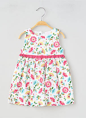 Rochie scurtă țesătură poplin fără mâneci alb BABY BOL fille