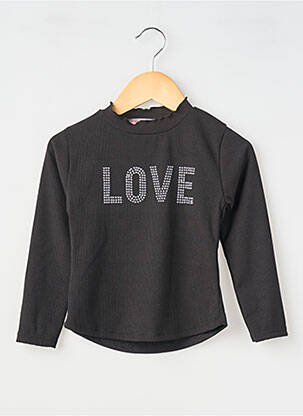 Tricou croială dreaptă mâneci lungi negru P'TIT MÔME fată