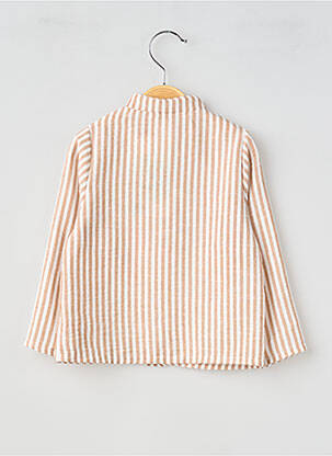 Cămașă cu mâneci lungi imprimeu dungi bej P'TIT MÔME băiat