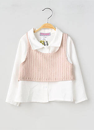 Cămașă țesătură poplin mâneci lungi alb P'TIT MÔME fille