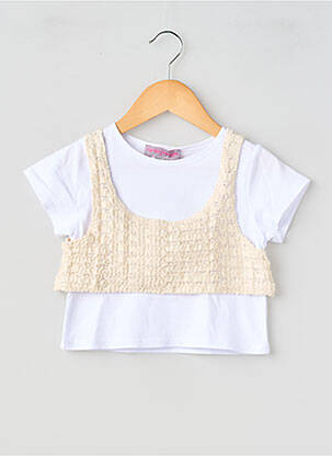 Tricou croială dreaptă mâneci scurte alb P'TIT MÔME fille
