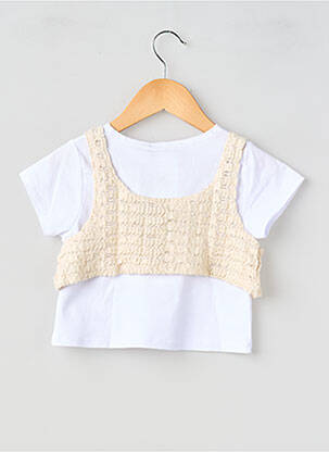 Tricou croială dreaptă mâneci scurte alb P'TIT MÔME fată