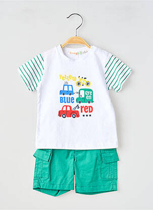 Set șort serigrafie flockată verde BABY BOL băiat