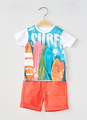 Set șort serigrafie flockată portocalie BABY BOL băiat