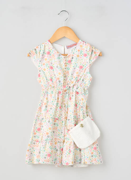 Rochie scurtă țesătură poplin mâneci scurte alb P'TIT MÔME fille