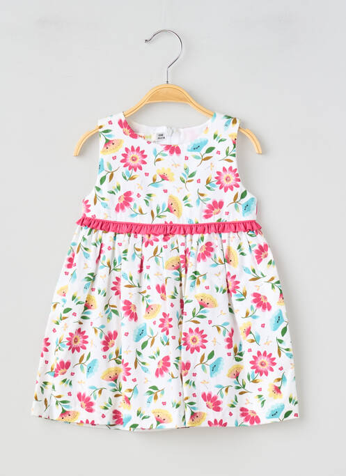 Rochie scurtă țesătură poplin fără mâneci alb BABY BOL fille