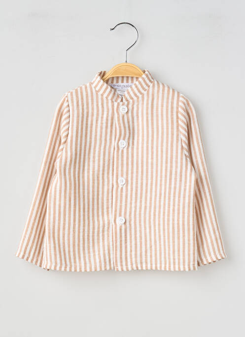Cămașă cu mâneci lungi imprimeu dungi bej P'TIT MÔME garcon