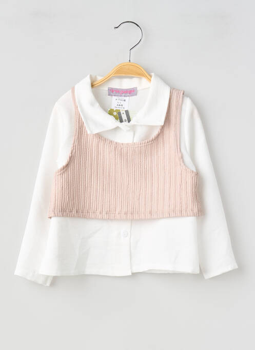 Cămașă țesătură poplin mâneci lungi alb P'TIT MÔME fille