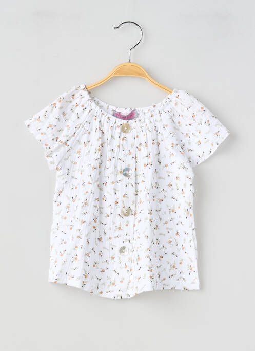 Top imprimeu fantezie mâneci scurte alb P'TIT MÔME fille