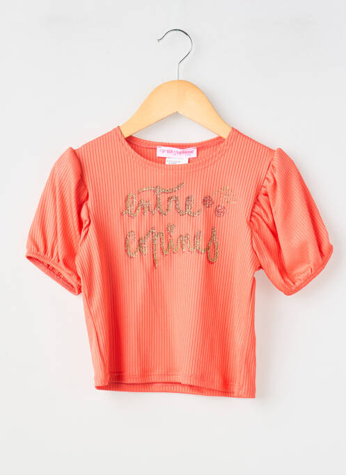 Tricou croială cambrată mâneci scurte portocaliu P'TIT MÔME fille