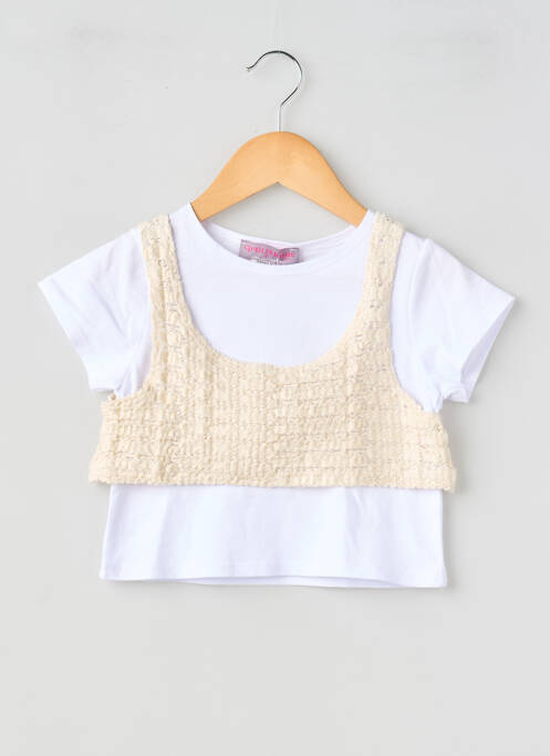 Tricou croială dreaptă mâneci scurte alb P'TIT MÔME fille