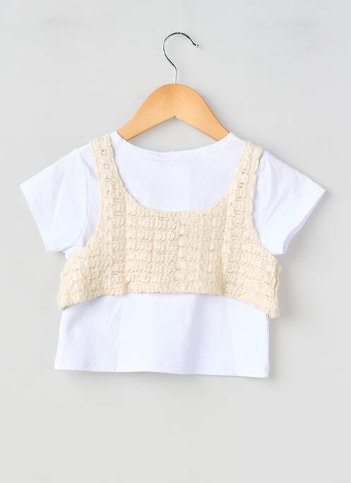 Tricou croială dreaptă mâneci scurte alb P'TIT MÔME fille