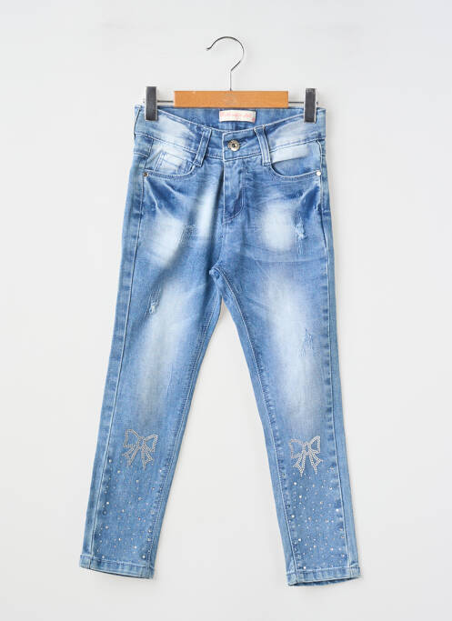 Blugi cu croială slim efect uzat decolorat mărime reglabilă albastru MAGIC GIRL fille