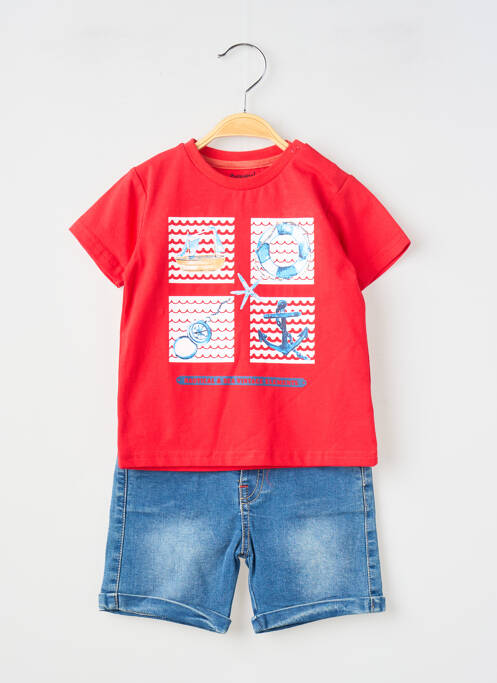 Set șort croială dreaptă roșu BABY BOL garcon