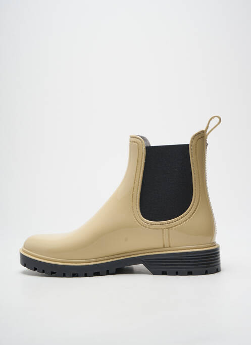 Botine/ghete țesătură satinată toc plat până la 3 cm bej VERBENAS femme