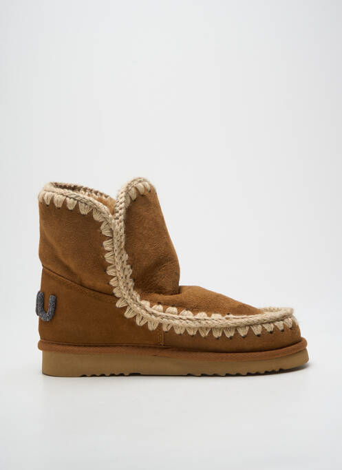 Botine/ghete țesătură satinată toc plat până la 3 cm maro MOU femme