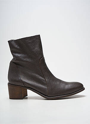 Botine/ghete material neted toc de 4 la 6 cm maro ALIWELL femeie
