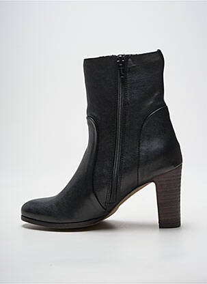 Botine/ghete țesătură satinată toc de 7 la 9 cm negru ALIWELL femeie